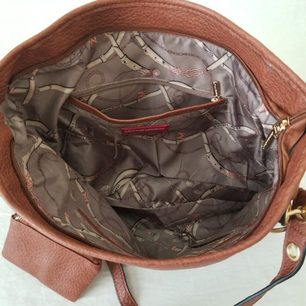 NWT! Montana West Faux Leather Tote Hobo Shoulder Bag w/Bonus Coin/Access Pouch - Picture 4 of 13